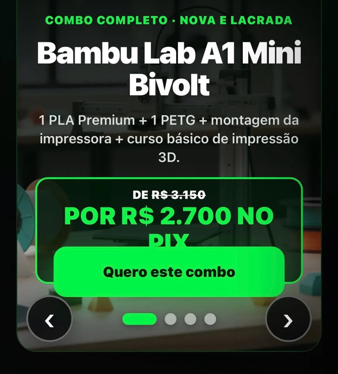 Kit impressora 3D Bambu Lab A1 Mini - Foto 3