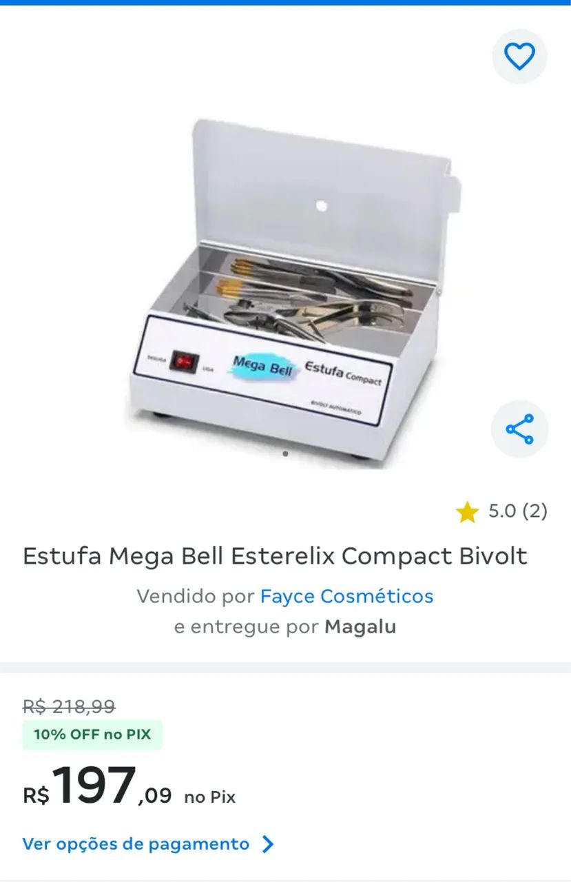 Estufa Esterilizadora para Manicure para Esterilizar Alicates - Mega Bell - Foto 2