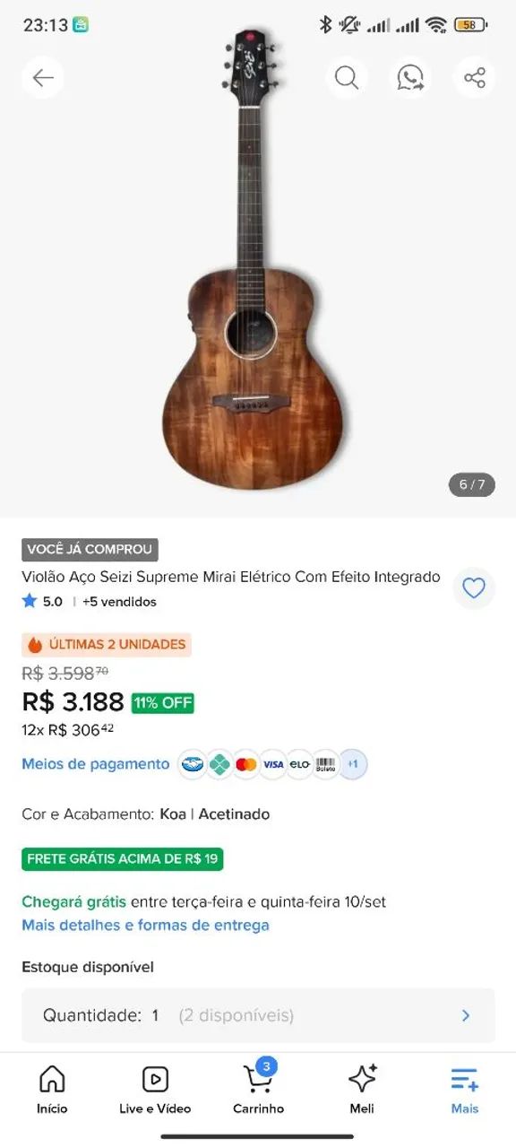 Violão seizi Miraí mini Ryu  - Foto 2