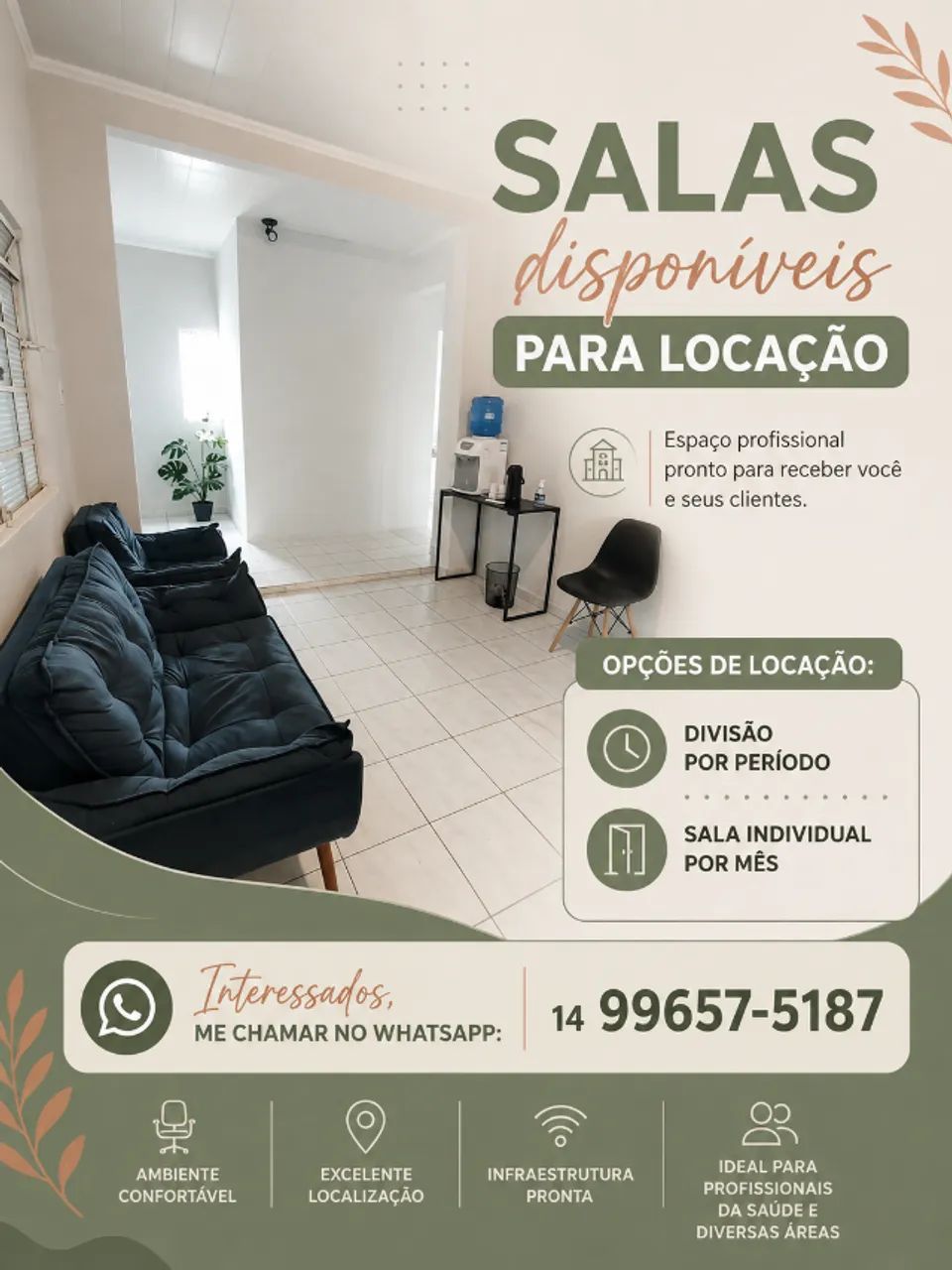 Salas disponíveis para locação 