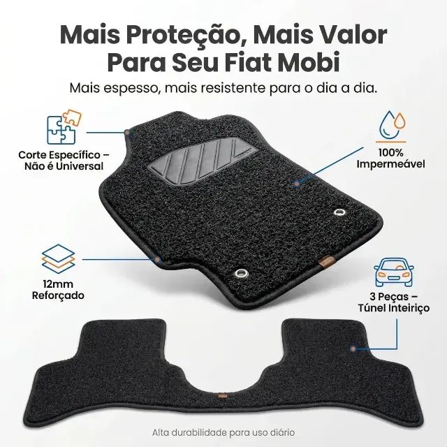 Tapete Automotivo Capacho Preta Original Lanzi (Mobi 2017 a 2026) - Foto 2