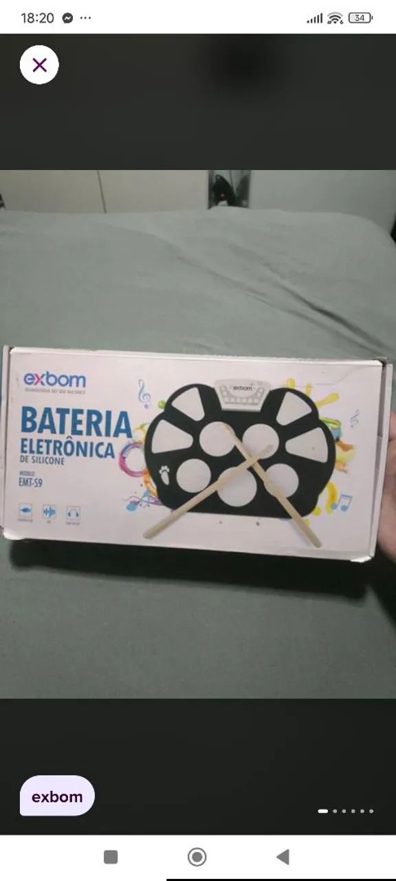 Bateria eletrônica de silicone exbom modelo emt-s9 funcionando perfeitamente 