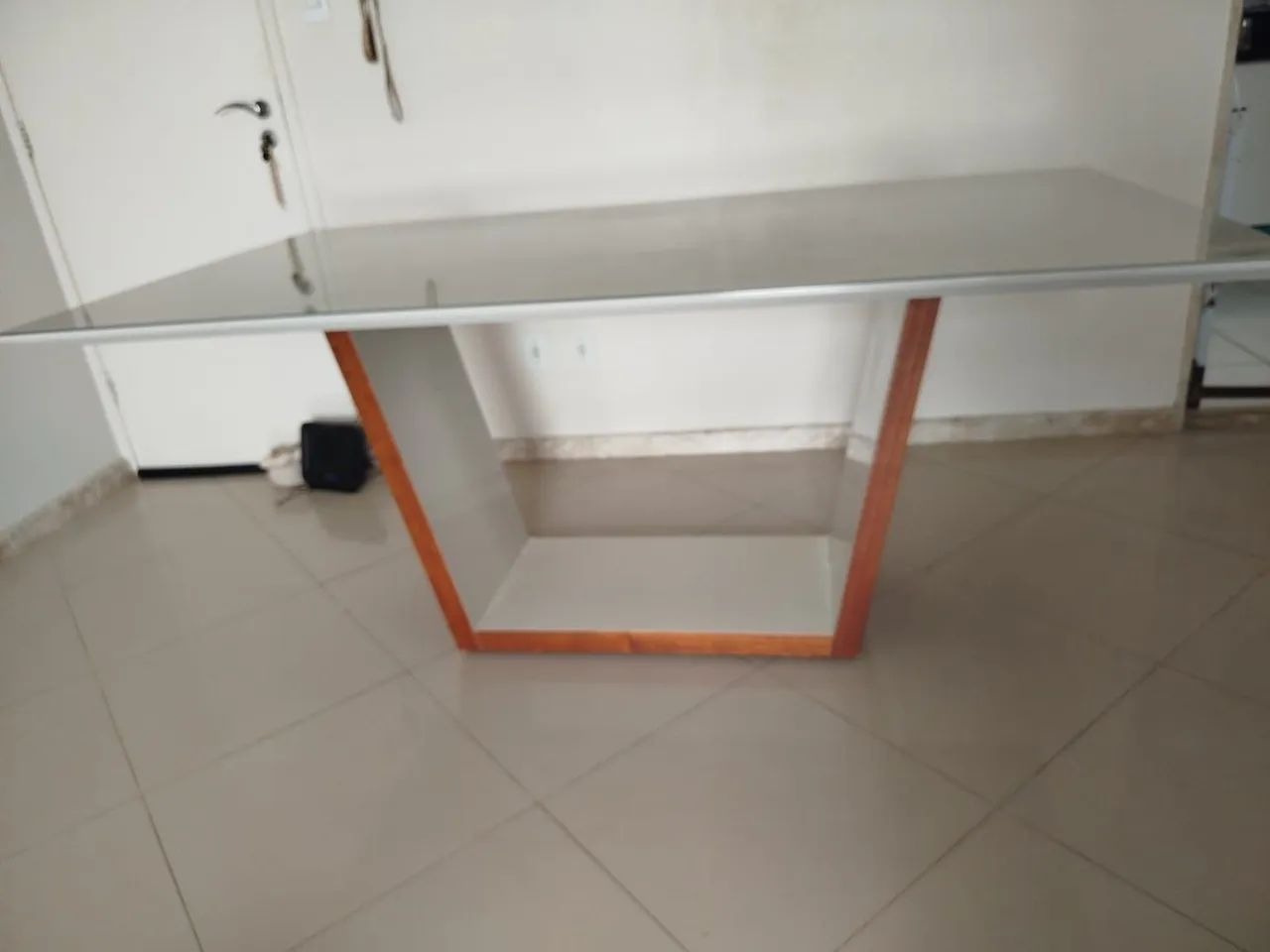 Mesa de Jantar 6 Lugares com Tampo de Vidro e Laca - Credimóveis - Foto 4