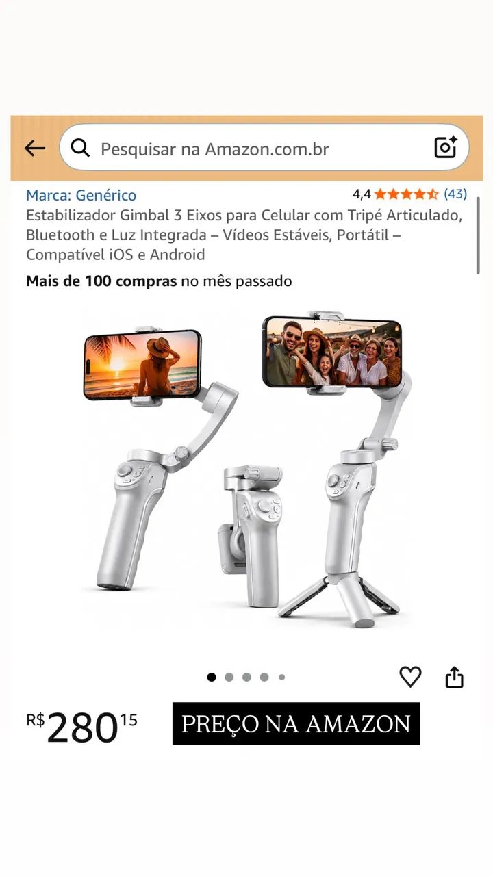 ESTABILIZADOR DE CELULAR - GIMBAL 3 EIXOS - Foto 3