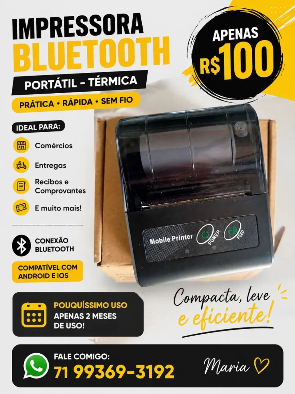 Mini impressora bluetooth 