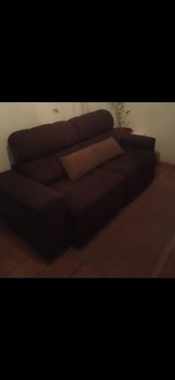 SOFA RECLINÁVEL MARROM 3 LUGARES 
