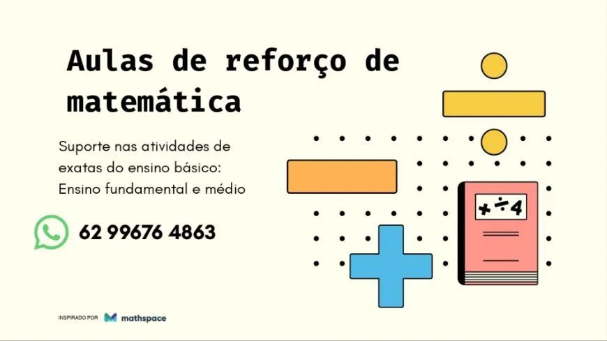 Aulas de reforço escolar em matemática e áreas afins 
