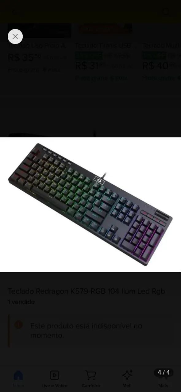 Teclado mecânico  Redragon manyu 