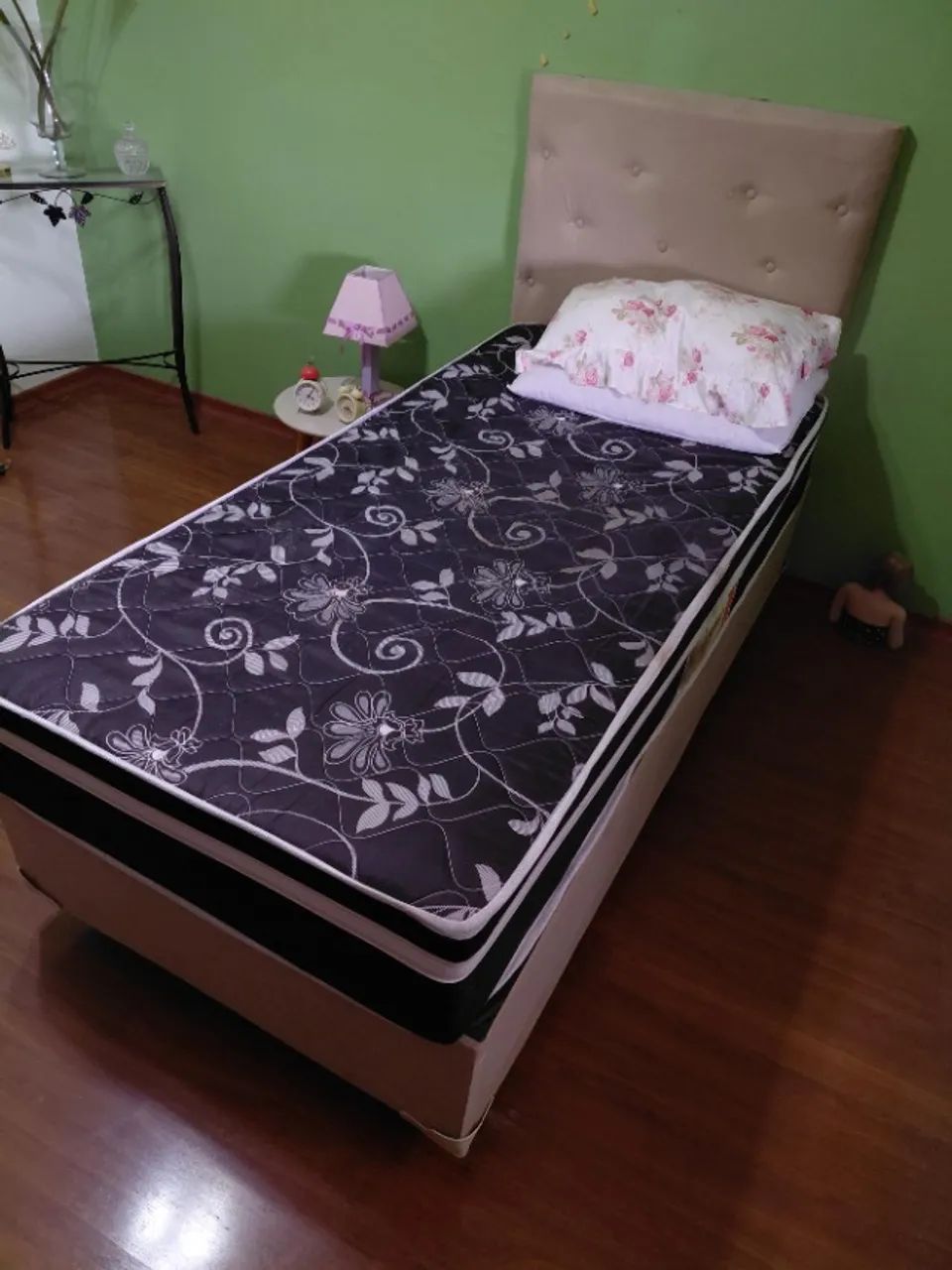 Cama Box Solteiro Com Colchão E Cabeceira Estofada - Foto 5