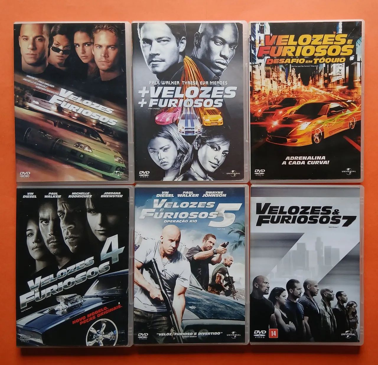 Dvd Velozes e Furiosos 1,2,3,4,5 e 7