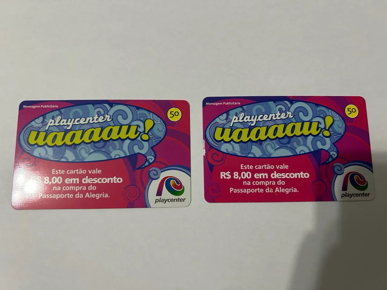 Cartões telefônicos playcenter 
