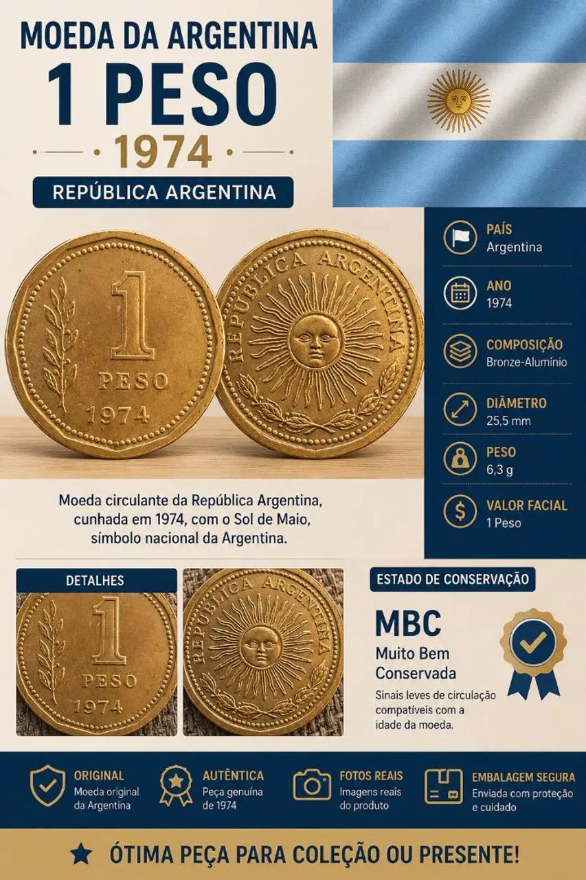 Moeda 1 Peso Argentina (1974)