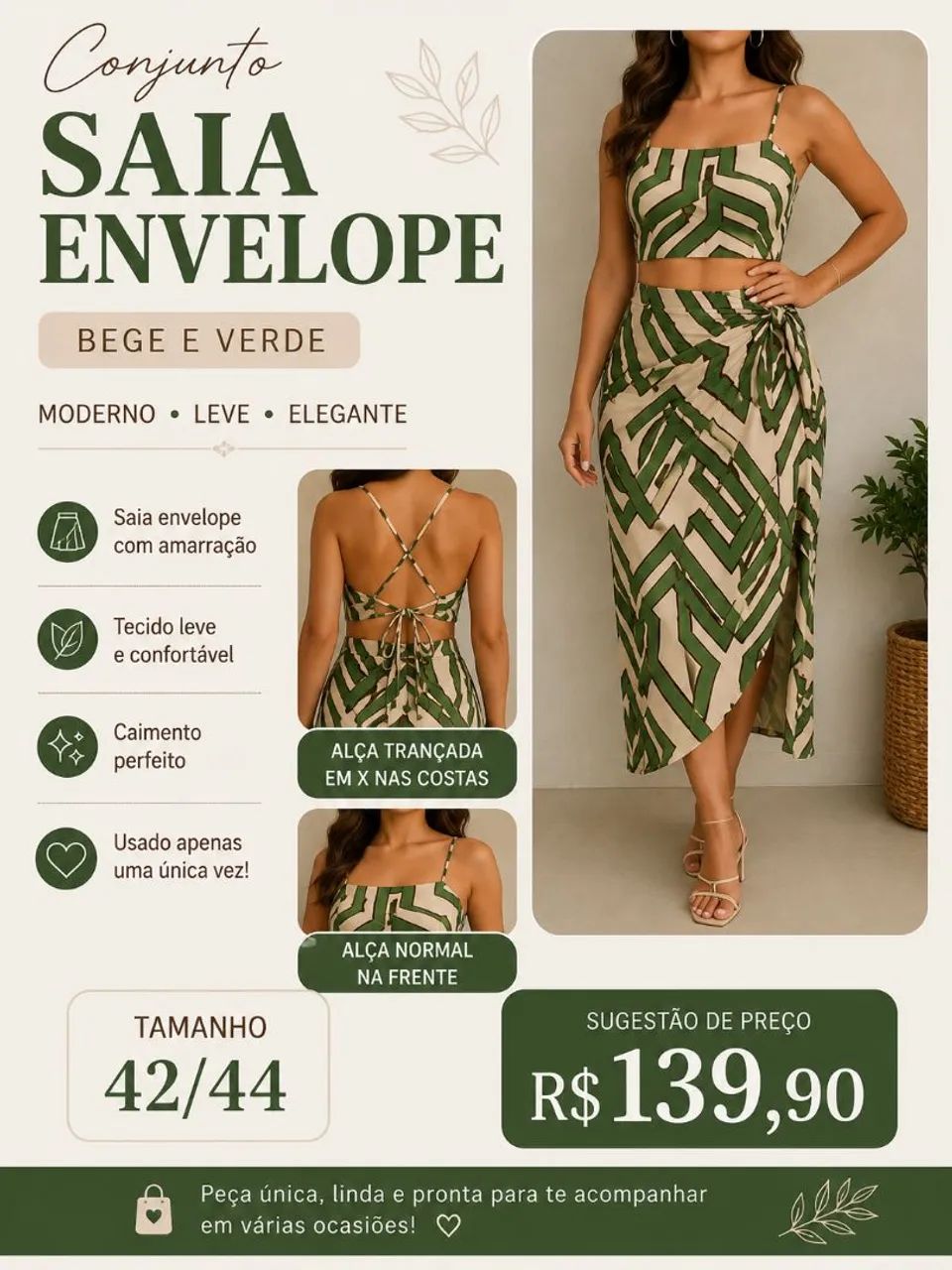 Conjunto saia envelope 