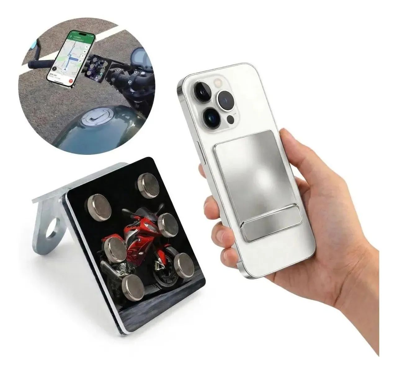 Suporte De Celular Magnético Para Moto 6 Imãs Extra Forte