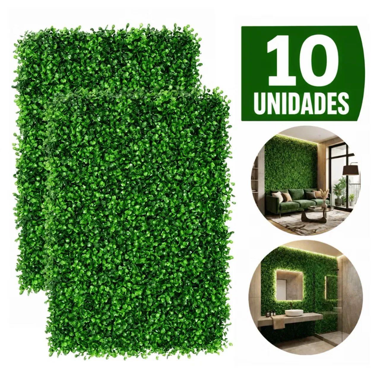 Kit 10 placas de grama artificial parede  - Foto 5