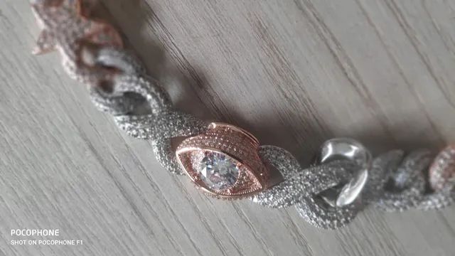 Corrente prata com rosé toda cravejada  - Foto 3
