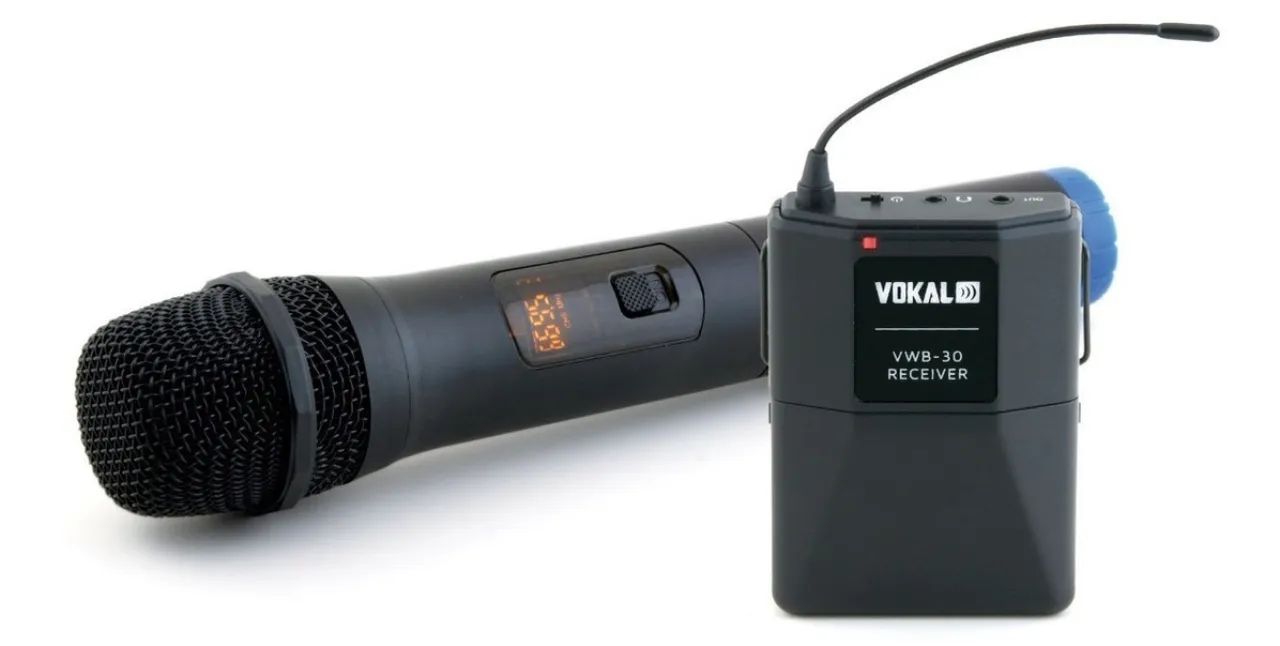 Microfone Sem Fio 1 Mão Vokal Vwb30 Gravação Externas Camera Cor Preto
