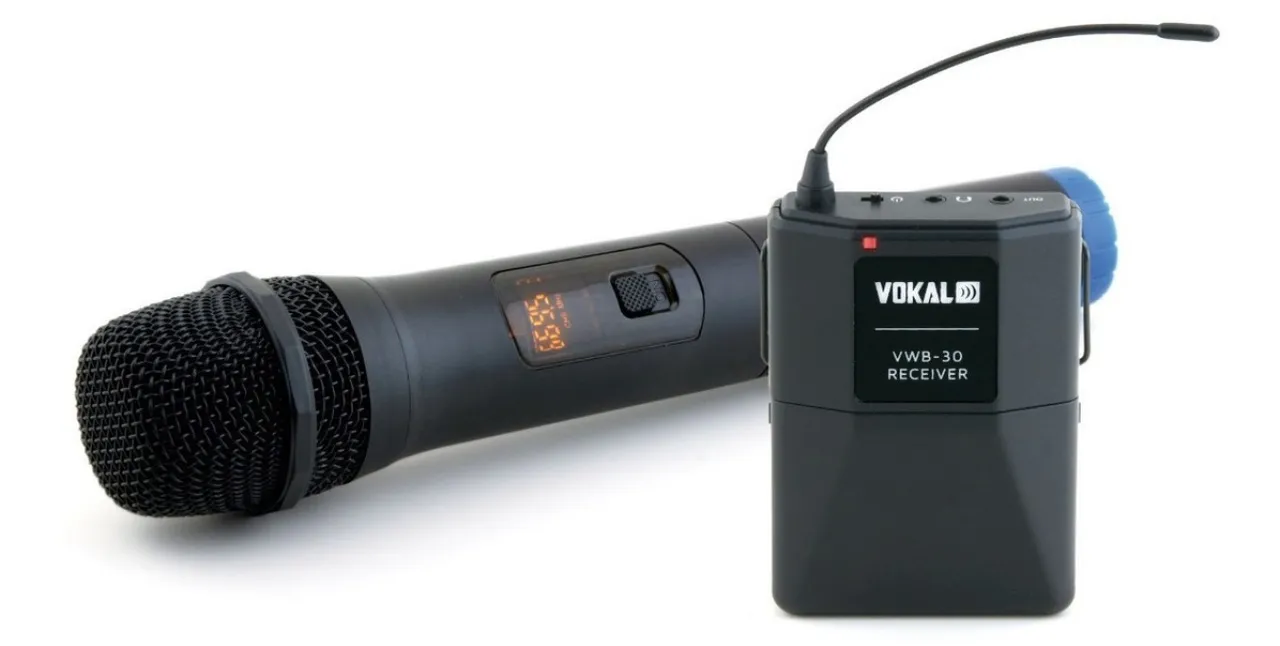 Microfone Sem Fio 1 Mão Vokal Vwb30 Gravação Externas Camera Cor Preto