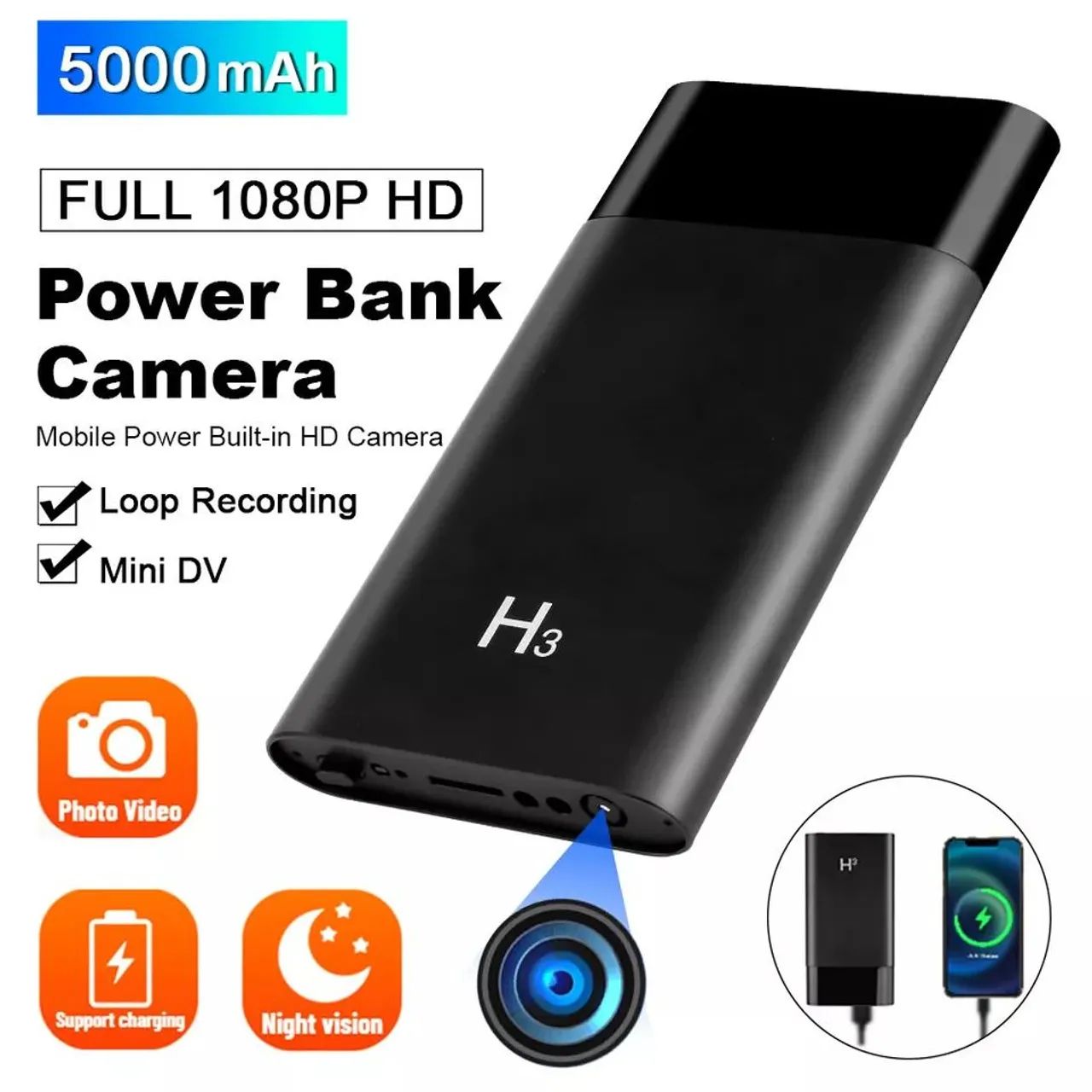 Power bank espião carregador espião