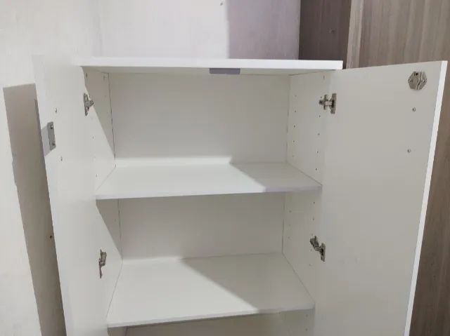 Armário de Escritório Alto em Madeira - Marzo 2 Portas + Chave Branco - Foto 4