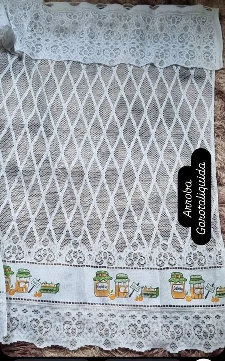 Cortina de renda branca com detalhes em bordado para cozinha para varão - Foto 3