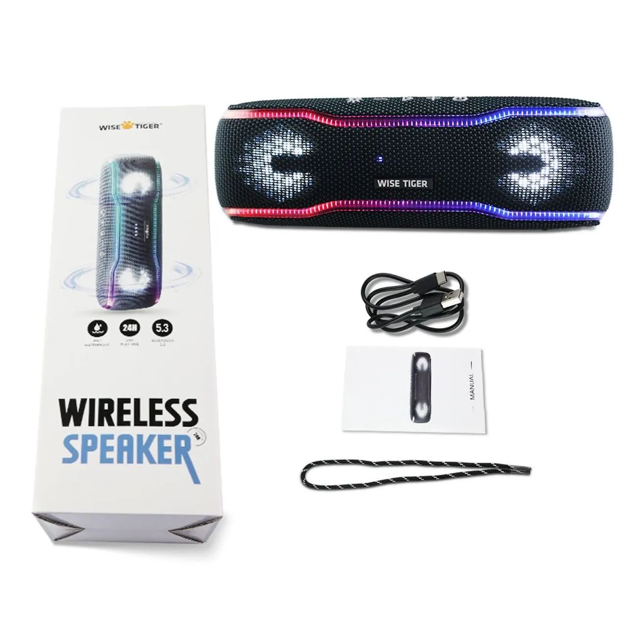Caixa de som Wisetiger 25WRMS semi nova com leds rgb original  - Foto 4