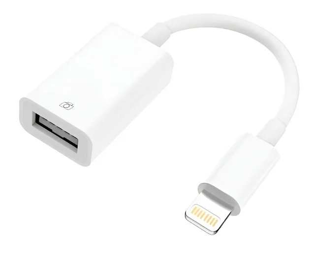 Cabo Adaptador OTG com porta USB Compatível com iPhone, iPad