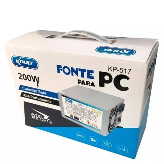 Promoção: Fonte Atx 200w Reais Power Super Silenciosa Pc Bivolt Knup
