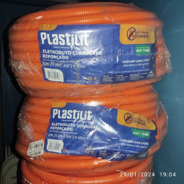 Mangueira  Laranja 3/4 reforçada Plastilit e Duto Corrugado de 4' Polegadas = 100mm - Foto 2