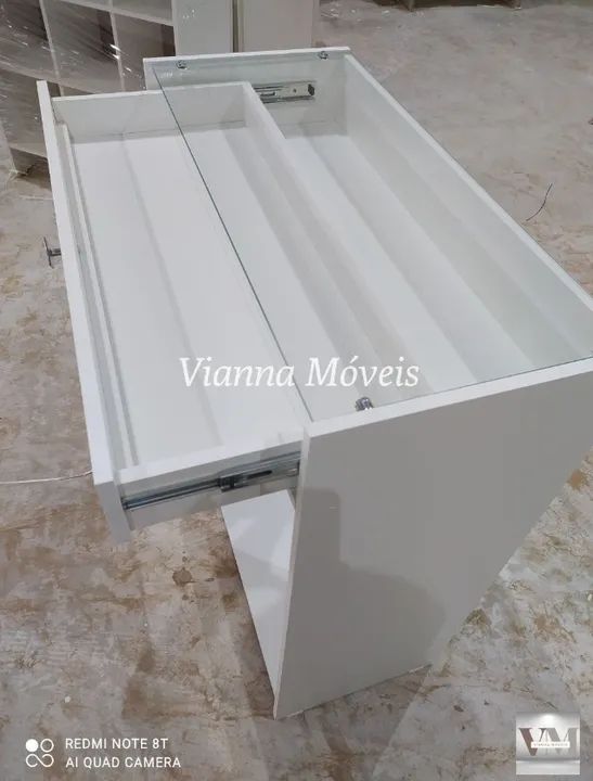 Balcão Cabideiro Vidro Superior e Gaveta - MDF - NOVO - Foto 2