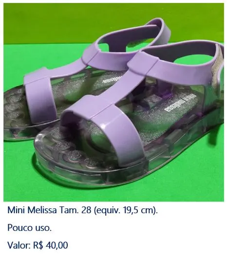 Sandália Mini Melissa Tam. 28