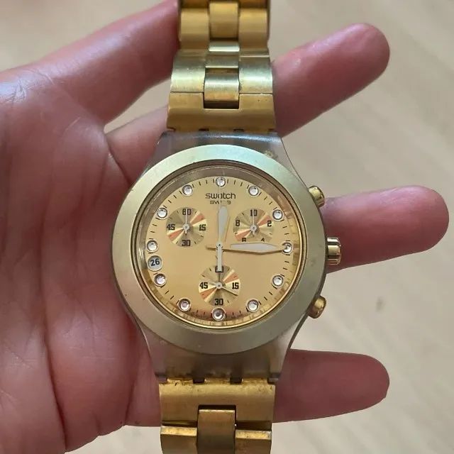 relogio  Swatch irony Diaphane dourado  original 