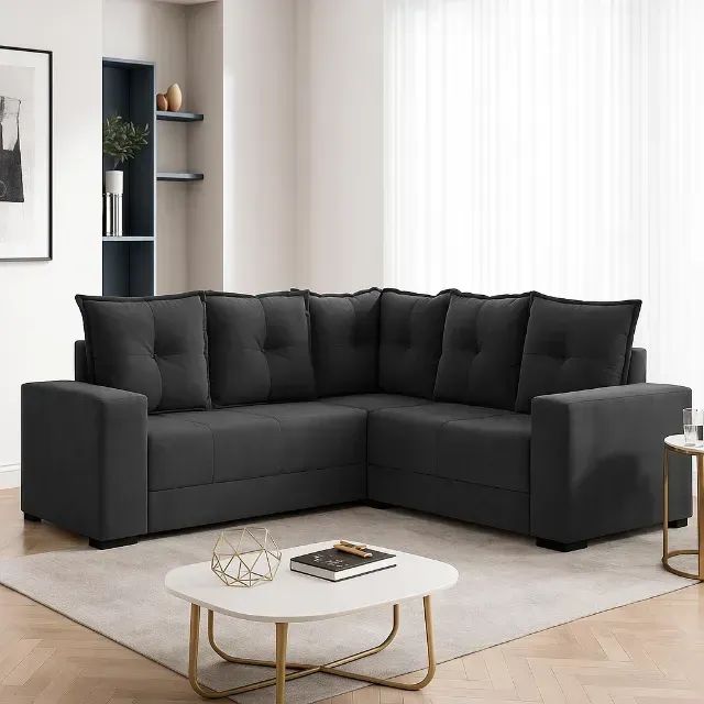 Sofá de canto cinza com espuma d23