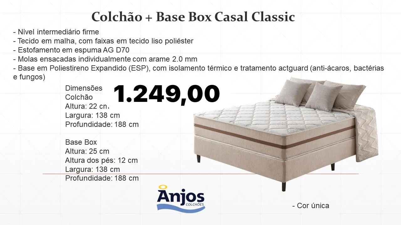 Colchão + Base Box Casal Classic - ENTREGA HOJE !!! 