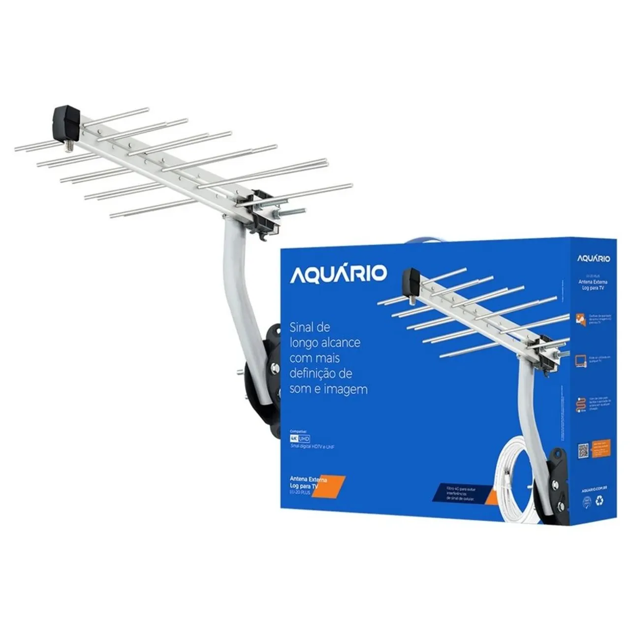 Antena Externa Log para TV Aquário 10-20 Plus - Sinal de Longo Alcance