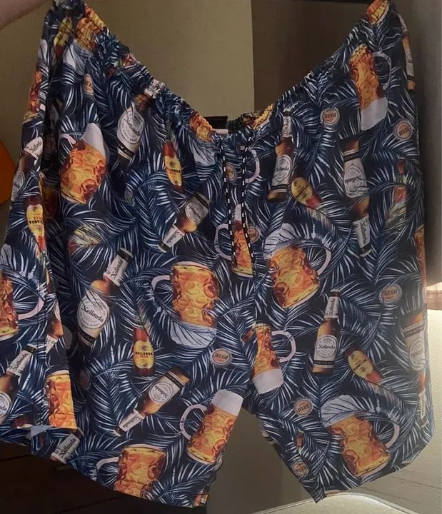 Shorts de Praia Masculino com Estampa de Cerveja Plus Size G3