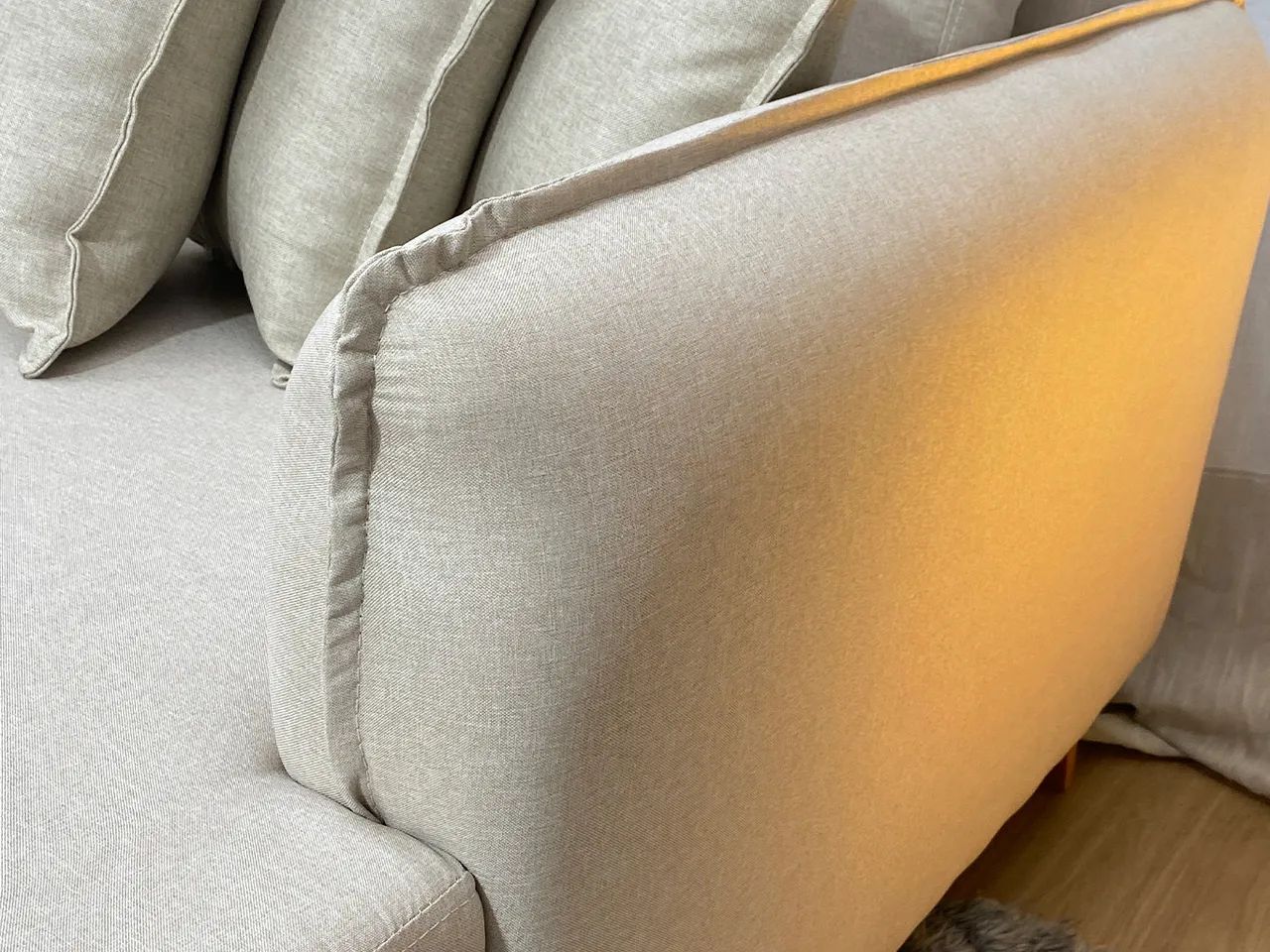 Sofá Chaise 2,00 m Linho Bege Design Moderno a43 - Foto 3