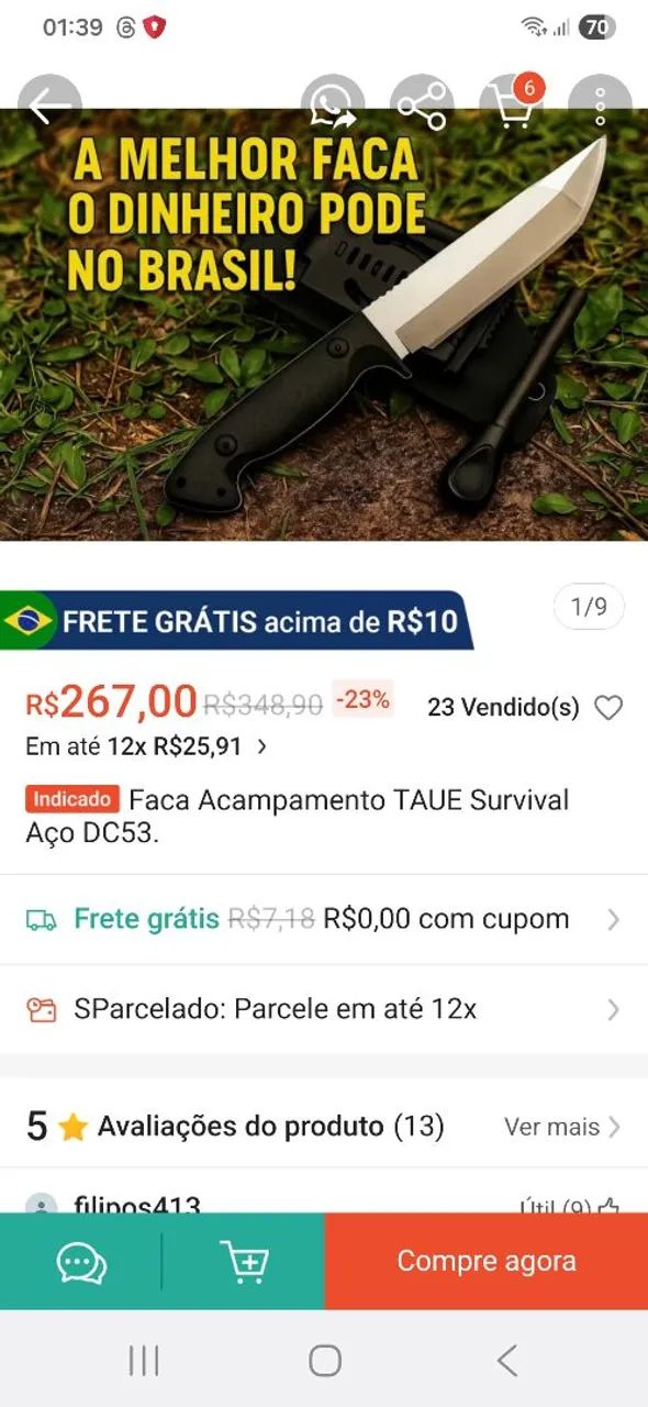 FACA DE CACA TAUE cjw 38Cm CABO EM OSSO - Foto 2