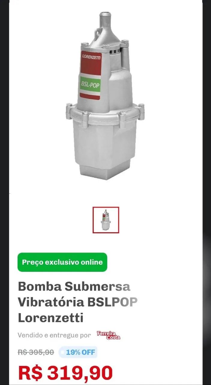 Bomba D'água lorenzetti BSL-POP  - Foto 2