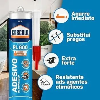 Cola Adesiva PL600 375g exterior Cascola montagem