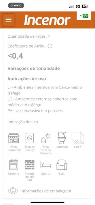 Piso  Cerâmico Incenor64706407429889124
