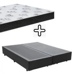 Base Box Queen + Colchão de Molas Bonnel 24cm - Elegância e Conforto