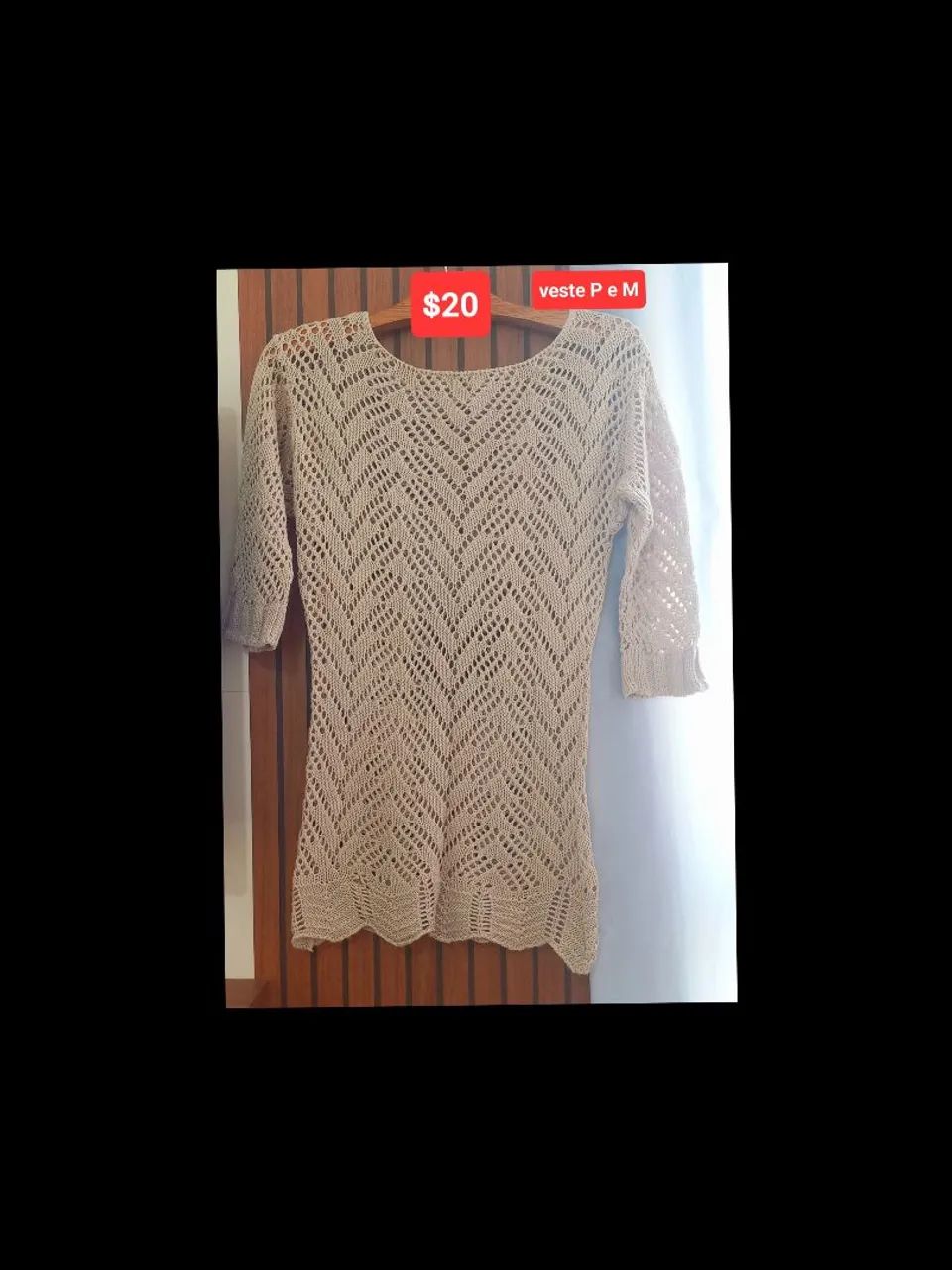 Suéter bege em tricô leve - R$20