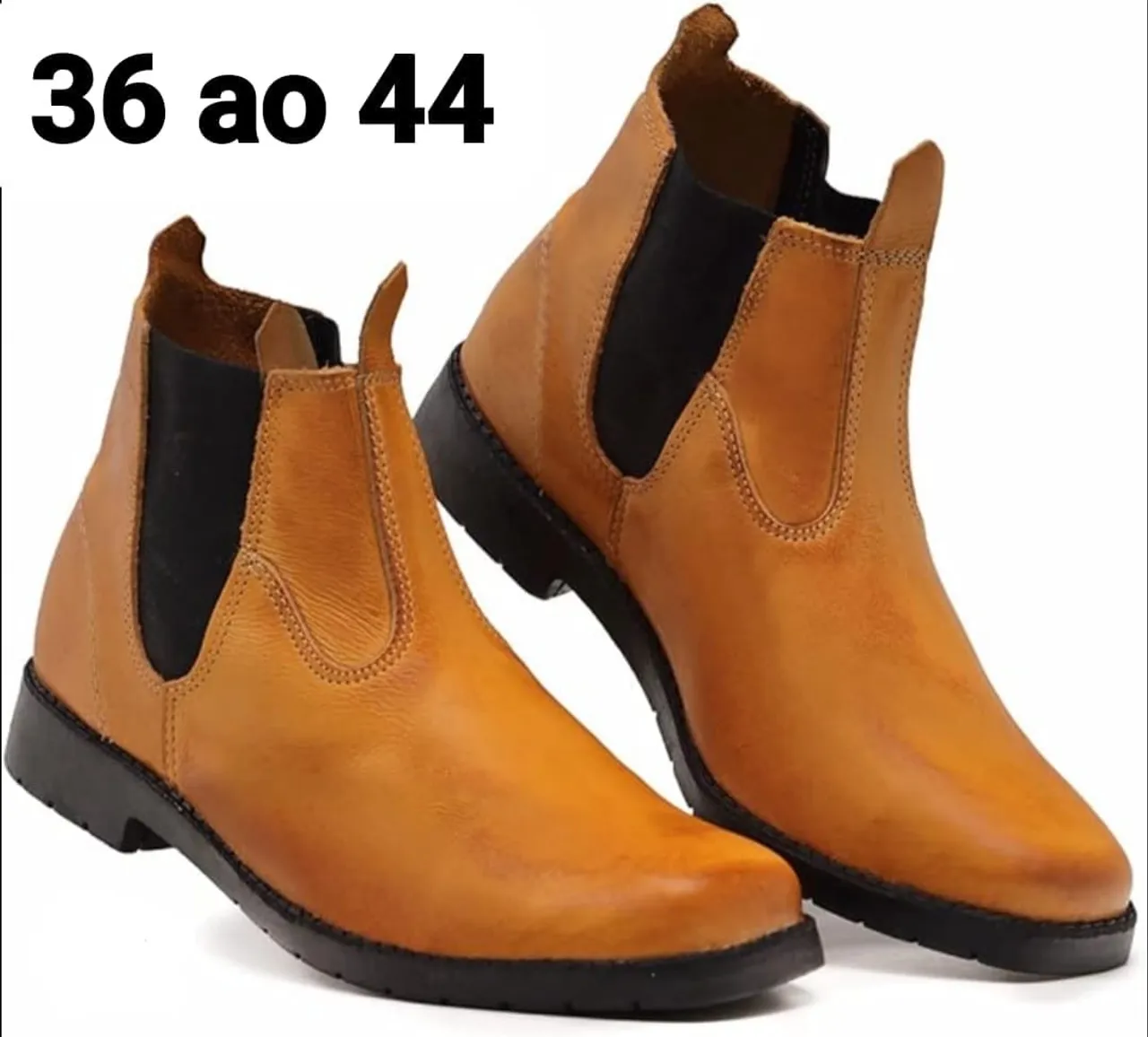 Bota Chelsea Couro Amarela - Numeração 36 ao 44