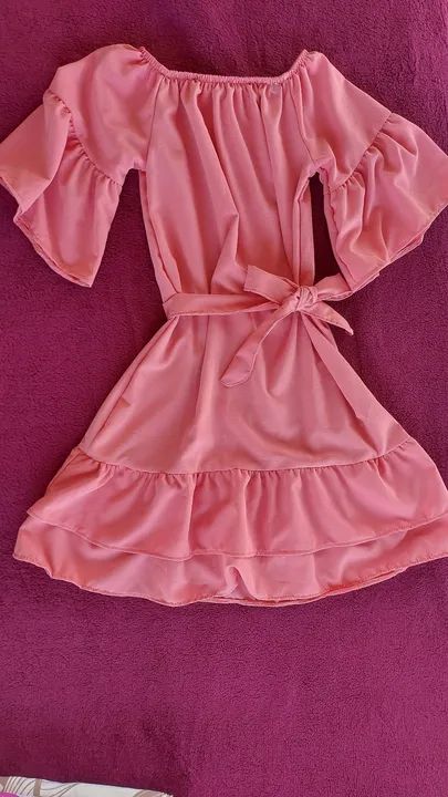 Vestido Rosa Off Shoulder com Babados - Foto 3