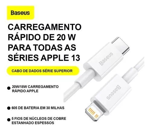 Cabo USB-C para iPhone com PD 20W Baseus - Foto 3