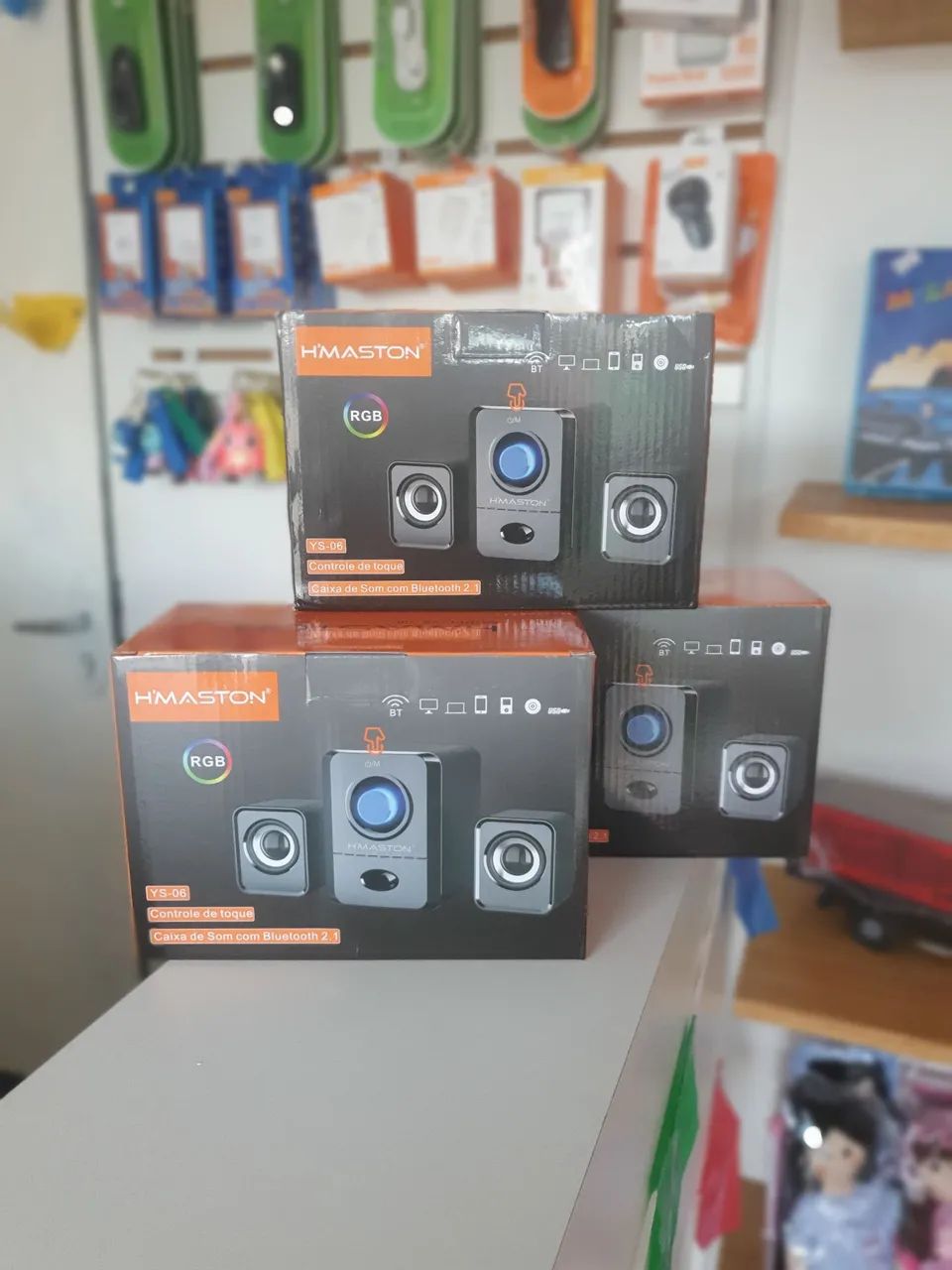 Caixa de Som H'MASTON YS-06 com Bluetooth e RGB Promoção hoje!