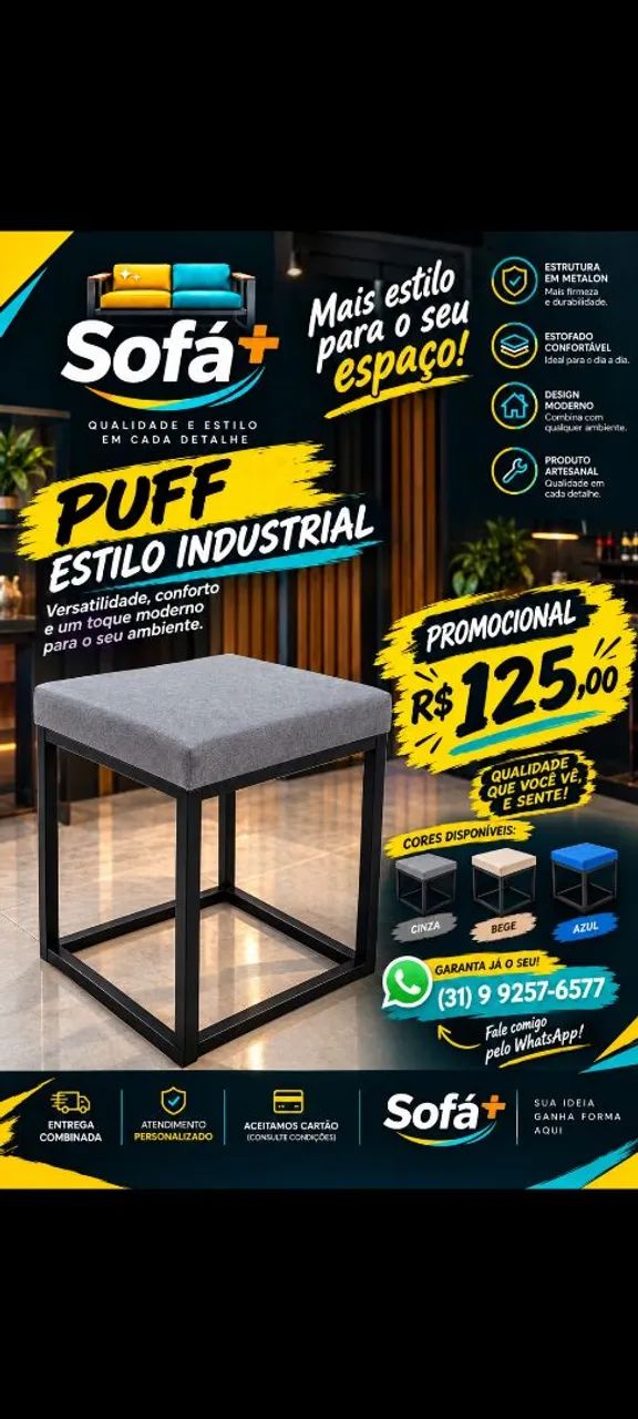 PUFF INDUSTRIAL COMÉRCIO SALÃO R$125,0/