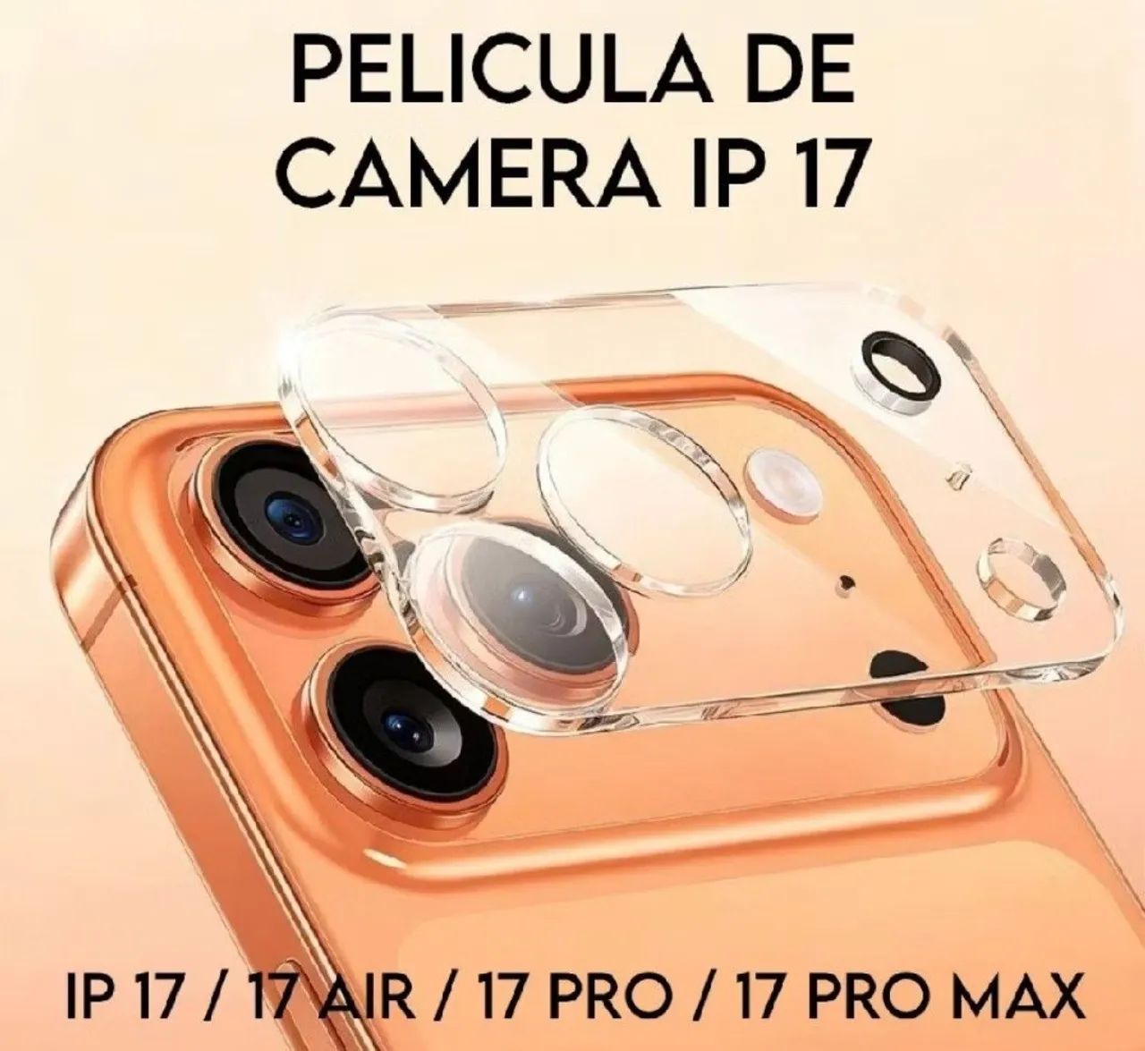 Película de vidro 3d traseira para câmera iphone 17
