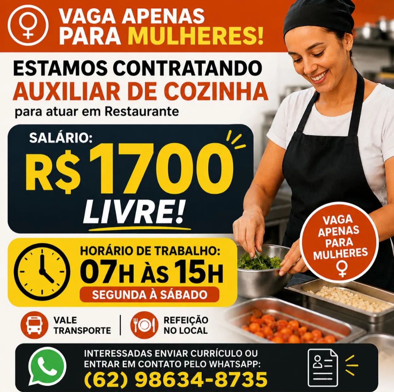 CONTRATA-SE AUXILIAR DE COZINHA